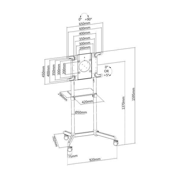 PureMounts® Mobiler TV Standfuß, weiß