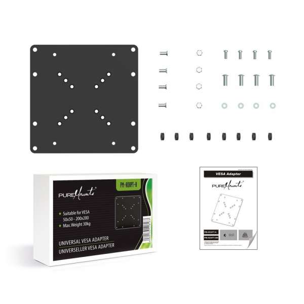 PureMounts® Universeller VESA Adapter 50x50 bis 200x200 schwarz